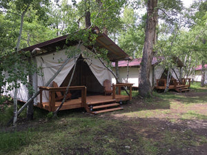 Glamping tent porch and platform