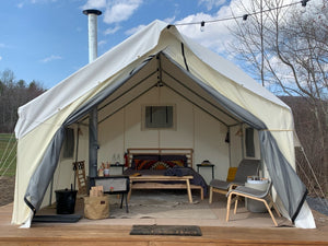 canvas tent with a bed - glamping tent with a bed - cabin tent