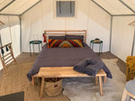 canvas tent interior - glamping tent setup 