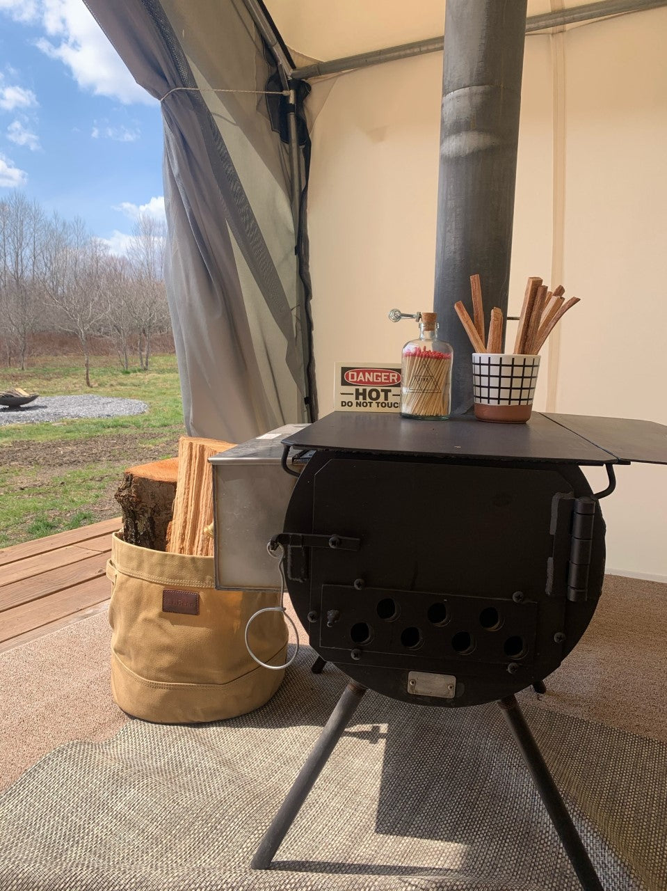 canvas tent with stove 