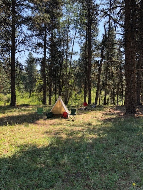 archery camp with a lightweight tent
